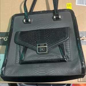 Guess Black and Gray Snakeskin Tote